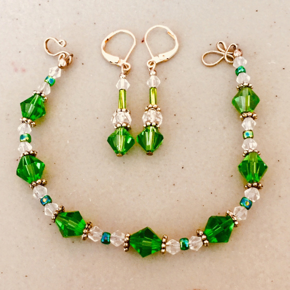 "Irish Eyes" Artisan Bracelet & Earring set - Picture 1 of 2